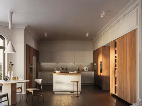 Cucina Moderna D23 Grigio e Noce di Doimo Cucine